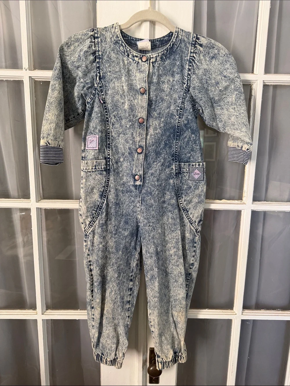 Vintage Little Levi's Acid Wash Denim Jumpsuit with Pocket Patch